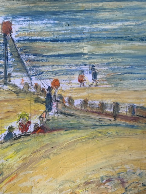 Picture: Figures on the Beach at Cromer, Inspired by Muriel Spark, Oil, pastel & graphite, POA
